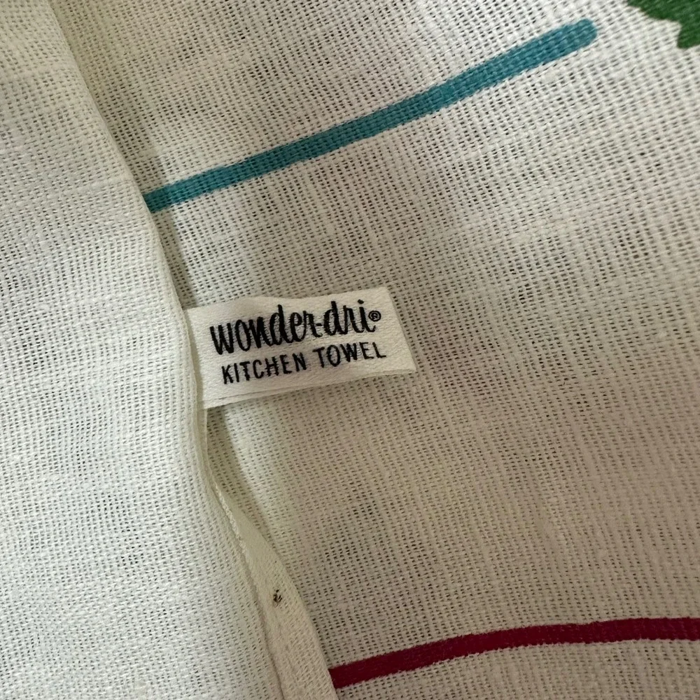 Vintage Startex Wonder-Dri Kitchen Tea Towel Mid-Century Fruit Wine Teal 29x16